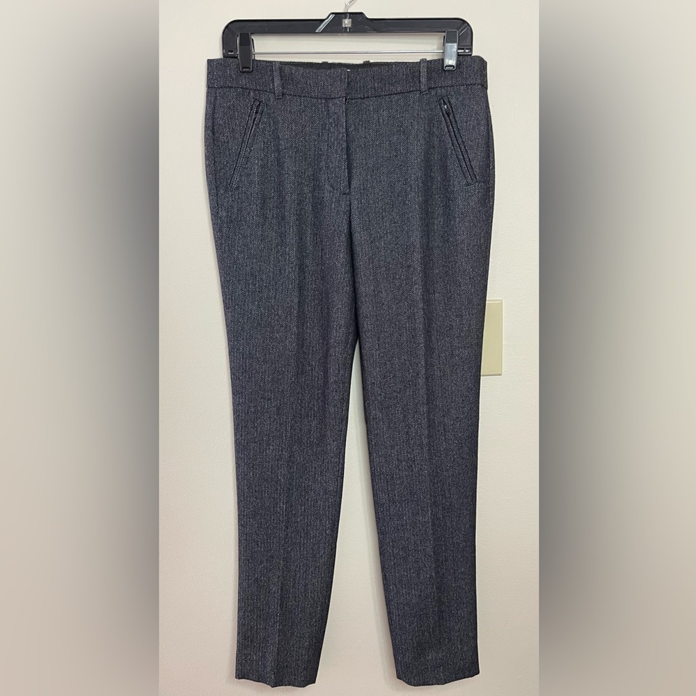 J. Crew Women’s Wool Blend Pant Trousers Black Herringbone Size 6
